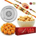 Lovely Rakhi Set With Cashew, Lindor Chocolates N Laddoo Lovely Rakhi Set With Cashew, Lindor Chocolates N Laddoo