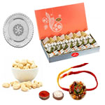 Significant Rakhi, Pooja Thali, Mixed Mithai And Cashews Significant Rakhi, Pooja Thali, Mixed Mithai And Cashews