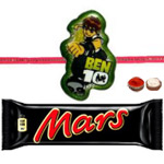Adorable Ben10 Kid Rakhi And Mars Chocolate Adorable Ben10 Kid Rakhi And Mars Chocolate