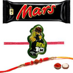 Attractive Bhaiya Rakhi, Ben10 Kid Rakhi And Mars Chocolate Attractive Bhaiya Rakhi, Ben10 Kid Rakhi And Mars Chocolate