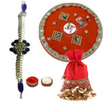 Remarkable Gift of 400g Mixed Dry Fruits with 1 Bhaiya Rakhi N Traditional Puja Thali Remarkable Gift of 400g Mixed Dry Fruits with 1 Bhaiya Rakhi N Traditional Puja Thali