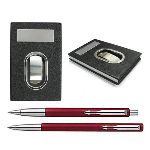 Buy Combo of Parker Vector Pen Set with Visiting Card Holder