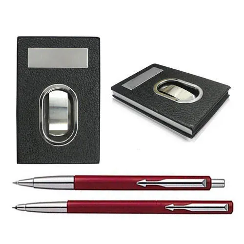 Buy Combo of Parker Vector Pen Set with Visiting Card Holder Buy Combo of Parker Vector Pen Set with Visiting Card Holder