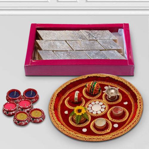 Yummy Katli with Diwali Thali Yummy Katli with Diwali Thali