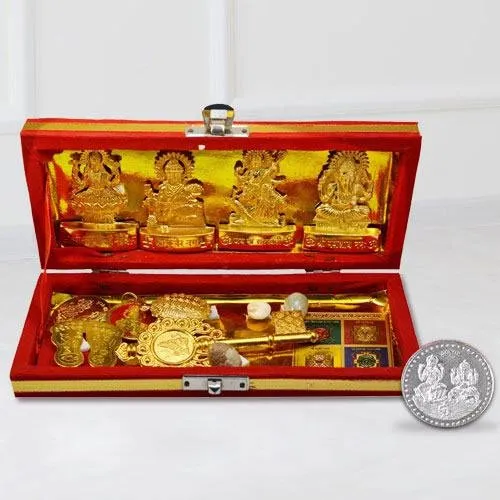 Striking Sri Dhan Laxmi N Kuber Bhandari Yantra with Free Coin