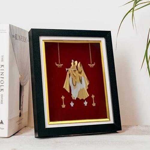 Elegant Photo of Radha Krishna in Gold Plated Frame Elegant Photo of Radha Krishna in Gold Plated Frame
