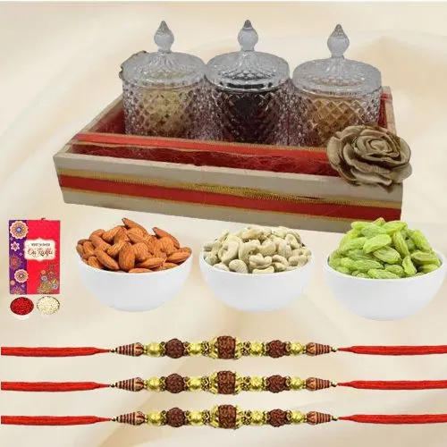 Dry Fruit Dream Boxes n Rudraksha Rakhi