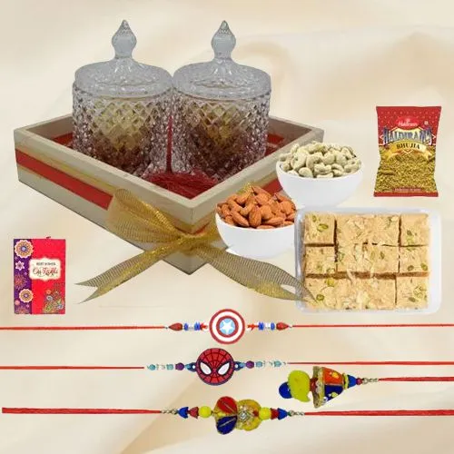 Festival Dry Fruits in Fancy Jars N Family Rakhi