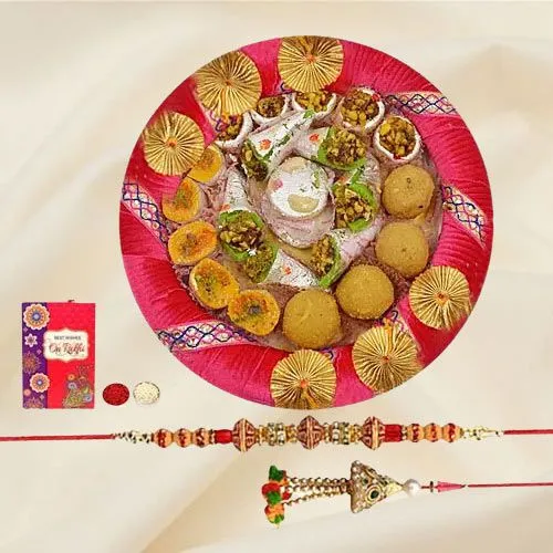 Bhai Bhabhi Rakhi N Sweets Platter