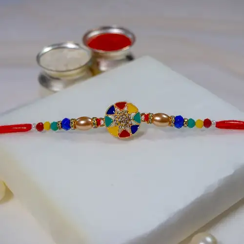 Elegant Kundan N Beads Rakhi