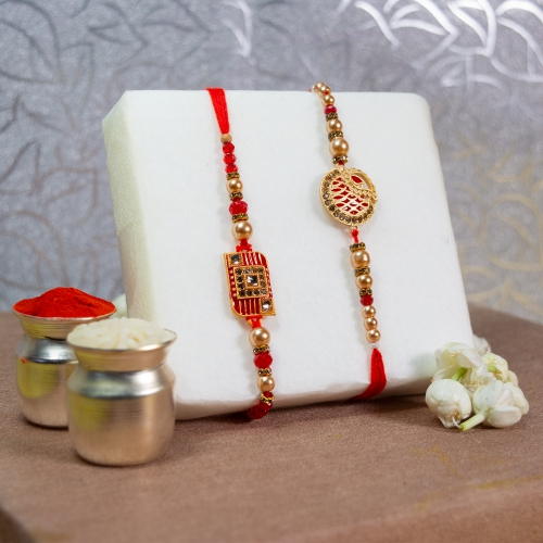 Premium Kundan Rakhi Set of 2 Premium Kundan Rakhi Set of 2