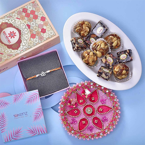 Splendid Silver Rakhi Sugar Free Hamper