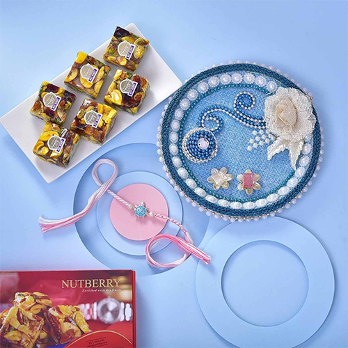 Fantastic Silver Tortiose Rakhi Thali Hamper