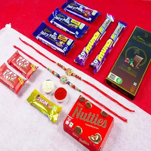 Elegant Kundan Rakhi with Chocolates Delicacies