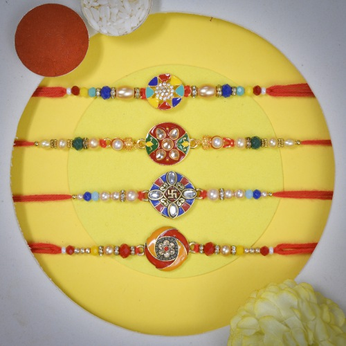 Alluring Kundan Rakhi Set of 4