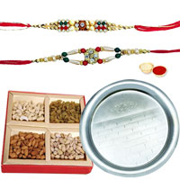 Classy Gift of Scintillating Pooja Thali and Appetizing Dry Fruits Classy Gift of Scintillating Pooja Thali and Appetizing Dry Fruits