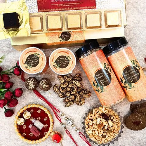 Festive Golden N White Rakhi Gift Box