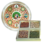 Subh Labh Stainless Steel Thali with Dry Fruits for Sister. Subh Labh Stainless Steel Thali with Dry Fruits for Sister.