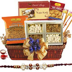 Yummy Rakhi Sweet and Salty Basket Yummy Rakhi Sweet and Salty Basket