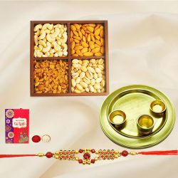 Special Gold Plated Thali with Dry Fruits and Rakhi Special Gold Plated Thali with Dry Fruits and Rakhi