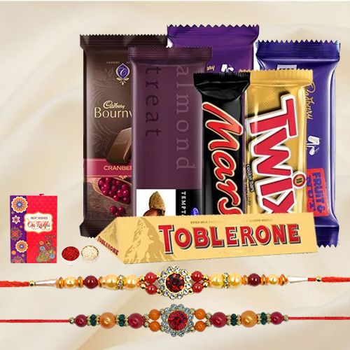 Extravagant Chocolate Gift Hamper with Stunning Floral Rakhi Extravagant Chocolate Gift Hamper with Stunning Floral Rakhi