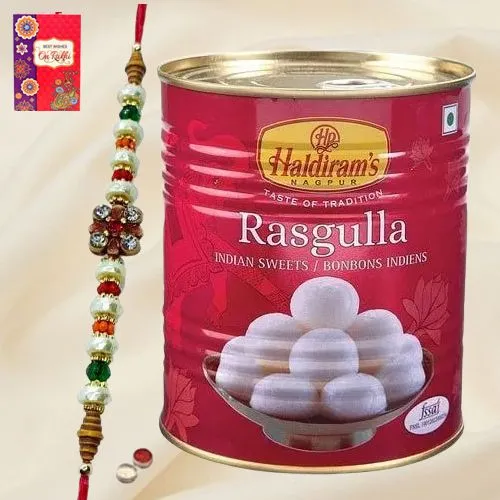 Haldiram Rasgulla nd Designer Rakhi