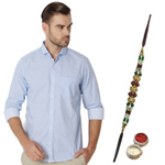 Light-Blue Peter England Shirt and Rakhi Duo Light-Blue Peter England Shirt and Rakhi Duo