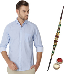 Light-Blue Peter England Shirt and Rakhi Duo Light-Blue Peter England Shirt and Rakhi Duo