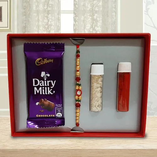 Designer Stone Rakhi with Cadbury Dairy Milk Chocolate