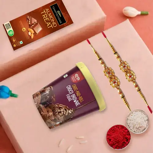 Kwality Walls n Cadbury Moments with Fancy Rakhi Pair