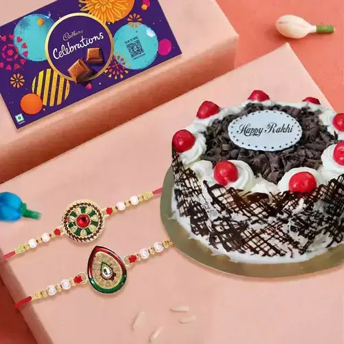 Soothing Rakhi Twins with Chocolate Cake  N  Cadbury Celebration Pack