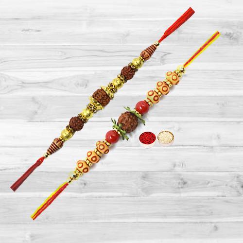 Ecstatic Rakhi of Rudraksha with Expressed Love Ecstatic Rakhi of Rudraksha with Expressed Love