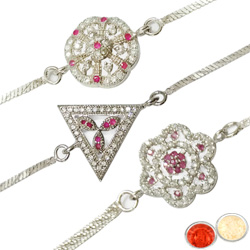 Superb Three Rhodium Plated Rakhis Superb Three Rhodium Plated Rakhis