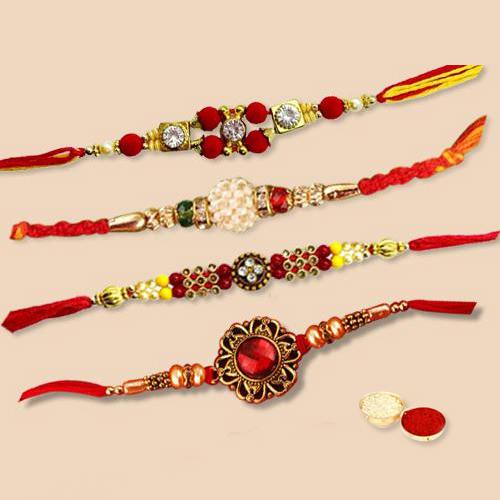 Designer Rakhi Set 4 Pcs Designer Rakhi Set 4 Pcs