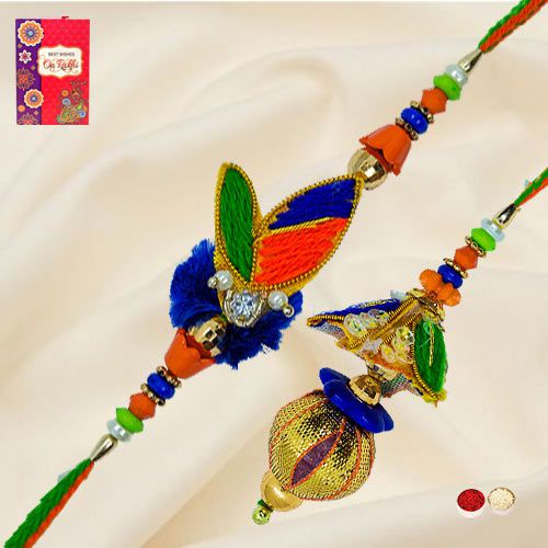 Beautiful Zardozi Design Rakhi Lumba Set for Bhaiya Bhabhi with Message Card N Roli Teeka N Chawal Beautiful Zardozi Design Rakhi Lumba Set for Bhaiya Bhabhi with Message Card N Roli Teeka N Chawal