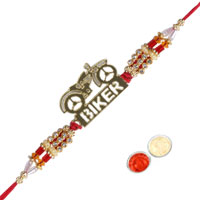 Fancy Kundan Biker Rakhi for your Loving Brother Fancy Kundan Biker Rakhi for your Loving Brother
