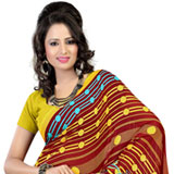 Enticing Brown and Mustard Colour Coordinated Faux Georgette Saree Enticing Brown and Mustard Colour Coordinated Faux Georgette Saree