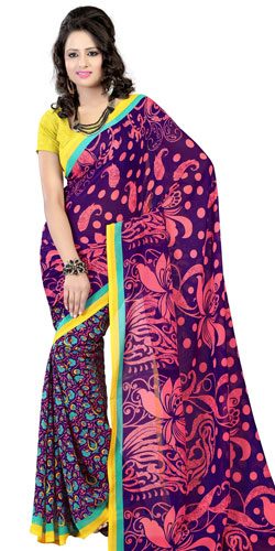 Elegant Faux Georgette Printed Saree in Purple Elegant Faux Georgette Printed Saree in Purple