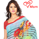 Tempting Yellow and Sky Blue Georgette Printed Saree Tempting Yellow and Sky Blue Georgette Printed Saree