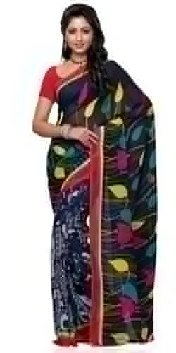 Mesmerizing Black and Grey Coloured Georgette Printed Saree