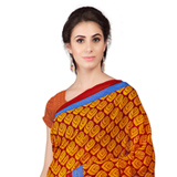 Gaudy Weightless Georgette Floral Printed Saree Shaded in Orange Gaudy Weightless Georgette Floral Printed Saree Shaded in Orange