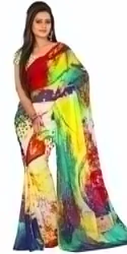 Dazzling Multicoloured Georgette Saree with Digital Printed Design