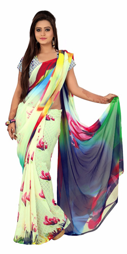 Exclusive Multicoloured Georgette Saree with Digital Printed Design Exclusive Multicoloured Georgette Saree with Digital Printed Design