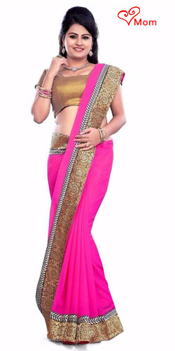 Attractive Pink Coloured Georgette Printed Saree Attractive Pink Coloured Georgette Printed Saree