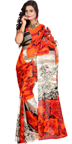 Peachy Fairness Faux Georgette Saree Peachy Fairness Faux Georgette Saree
