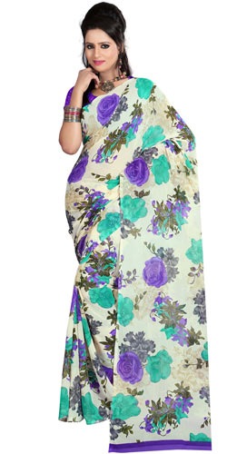 Pretty Faux Georgette Printed Saree Pretty Faux Georgette Printed Saree