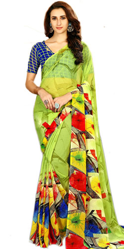 Classy Green Color Art Chiffon Saree for Lovely Ladies Classy Green Color Art Chiffon Saree for Lovely Ladies