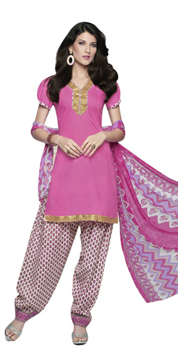 Impressionable Pink Coloured Pure Cotton Printed Patiala Suit Impressionable Pink Coloured Pure Cotton Printed Patiala Suit