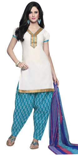 Extravagant White Coloured Pure Cotton Patiala Suit Extravagant White Coloured Pure Cotton Patiala Suit