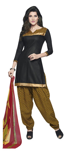 Fabulous Cotton Printed Patiala Suit Shaded in Black and Yellow Fabulous Cotton Printed Patiala Suit Shaded in Black and Yellow
